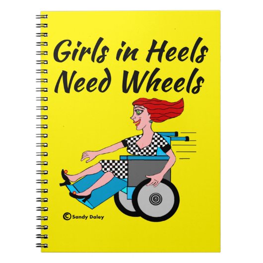 rolstoelmeisje: een rolstoel op een Notitieboek (Voorkant)