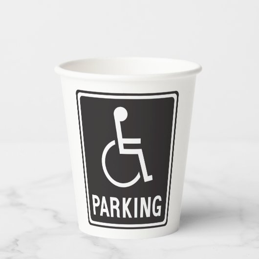 Rolstoelparkeersymbool Papieren Bekers (Voorkant)