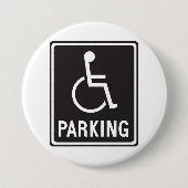 Rolstoelparkeersymbool Ronde Button 7,6 Cm (Voorkant)