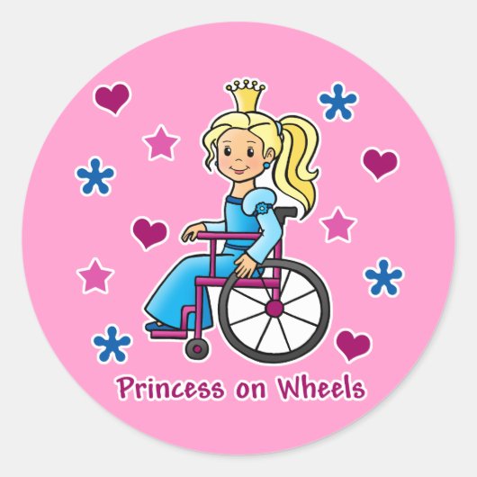 Rolstoelprinses Ronde Sticker (Voorkant)