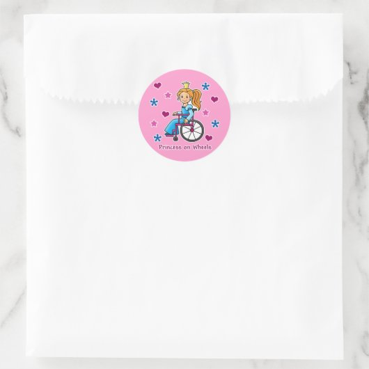 Rolstoelprinses Ronde Sticker (Tas)