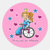 Rolstoelprinses Ronde Sticker (Voorkant)