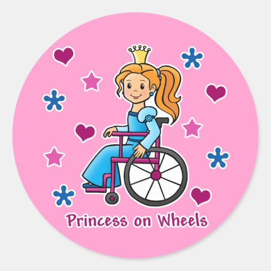 Rolstoelprinses Ronde Sticker (Voorkant)