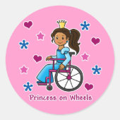 Rolstoelprinses Ronde Sticker (Voorkant)