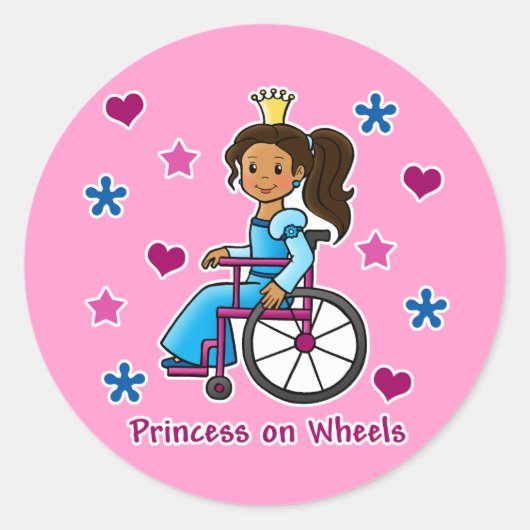 Rolstoelprinses Ronde Sticker (Voorkant)