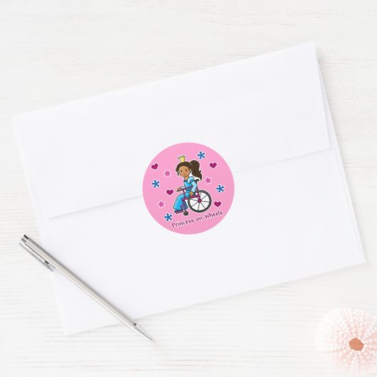 Rolstoelprinses Ronde Sticker (Envelop)