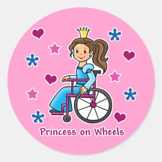 Rolstoelprinses Ronde Sticker (Voorkant)