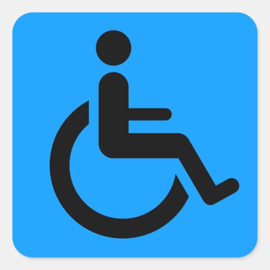 Rolstoeltoegang - gehandicaptenstoelsymbool vierkante sticker (Voorkant)