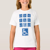 Rolstoeltoegankelijkheidstekens T-shirt (Voorkant)