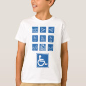 Rolstoeltoegankelijkheidstekens T-shirt (Voorkant)