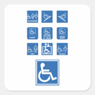 Rolstoeltoegankelijkheidstekens Vierkante Sticker