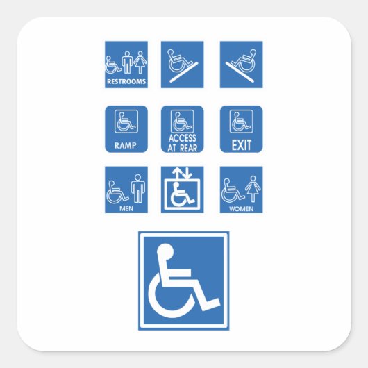 Rolstoeltoegankelijkheidstekens Vierkante Sticker (Voorkant)