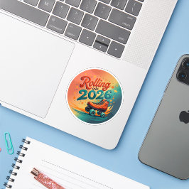 Rolt Naar 2026 Retro Skate Sticker