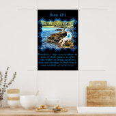Rom 12:1 Baby boy die in de rivier vist. Poster (Keuken)