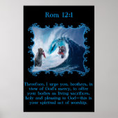 Rom 12:1 Grizzly Beren in de oceaan Poster (Voorkant)