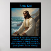 Rom 12:1 Jezus bij de kalme oceaan Poster (Voorkant)