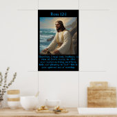 Rom 12:1 Jezus bij de kalme oceaan Poster (Keuken)