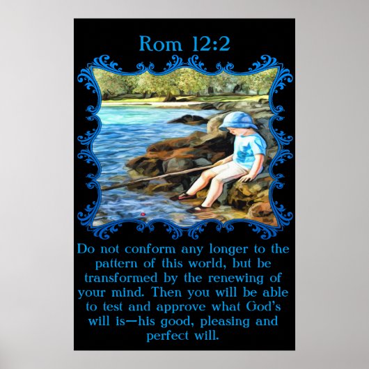 Rom 12:2 Babyjongen die in de rivier vist. Poster (Voorkant)