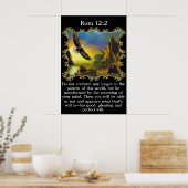 Rom 12:2 met een adelaar die over het landschap vl poster (Keuken)