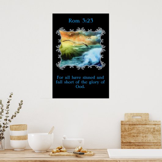 Rom 3:23 Met zeegarens boven het open zee Poster (Keuken)