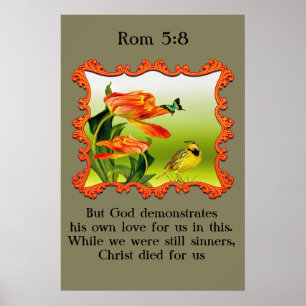 Rom 5:8 Gele en zwarte kanarie mockingbird Poster