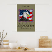 Rom 5:8 met een adelaar voor Amerikaanse vlag Poster (Keuken)