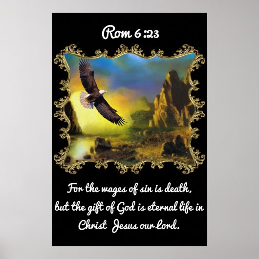 Rom 6:23 met een adelaar die over het landschap vl poster (Voorkant)