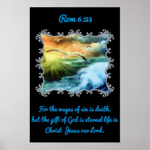 Rom 6:23 Met zeegarens boven het open zee Poster
