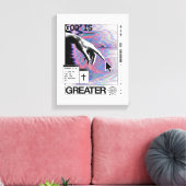 Roma 8:31 Cyberpunk Hand van God Glitch Kunst Canvas Afdruk (Insitu (Woonkamer))