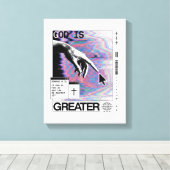 Roma 8:31 Cyberpunk Hand van God Glitch Kunst Canvas Afdruk (Insitu (Houten vloer))