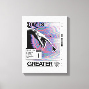 Roma 8:31 Cyberpunk Hand van God Glitch Kunst Canvas Afdruk