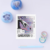 Roma 8:31 Cyberpunk Hand van God Glitch Kunst Flyer (Enkel)