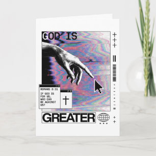 Roma 8:31 Cyberpunk Hand van God Glitch Kunst Kaart