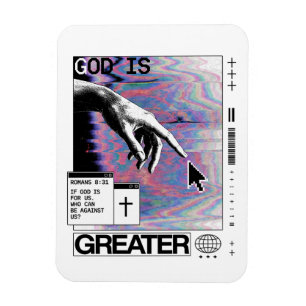 Roma 8:31 Cyberpunk Hand van God Glitch Kunst Magneet