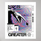 Roma 8:31 Cyberpunk Hand van God Glitch Kunst Poster (Voorkant)
