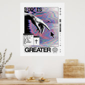 Roma 8:31 Cyberpunk Hand van God Glitch Kunst Poster (Keuken)