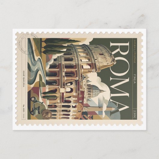 Roma Classieke Vintage Postzegel Briefkaart (Voorkant)
