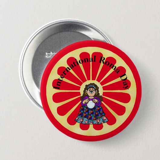 Roma Day Gypsy Fortune Teller Button (Voorkant /achterkant)