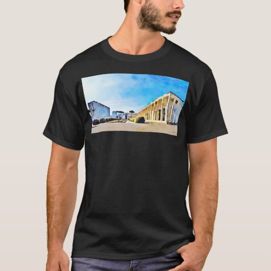 Roma Eur Pine Tree Struiken en gebouw T-shirt (Voorkant)