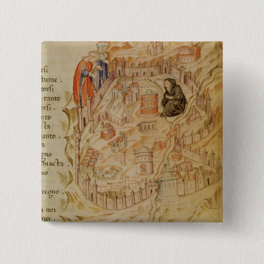 Roma La Veuve Vierkante Button 5,1 Cm (Voorkant)