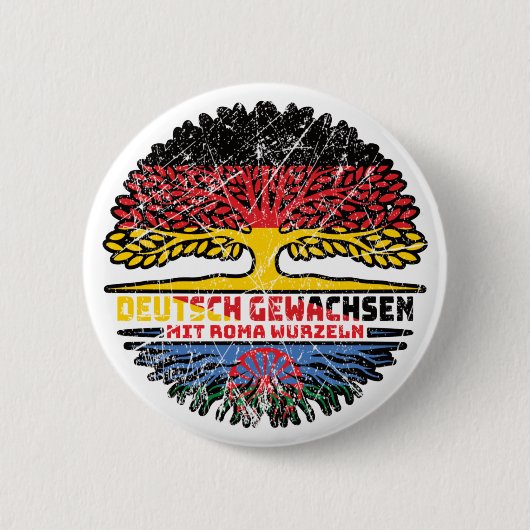 Roma Romani Deutsch Baum Wurzel Deutschland Ronde Button 5,7 Cm (Voorkant)