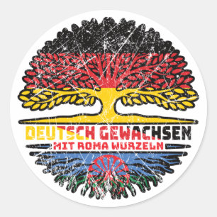 Roma Romani Deutsch Deutschland Baum Wurzel Flagge Ronde Sticker