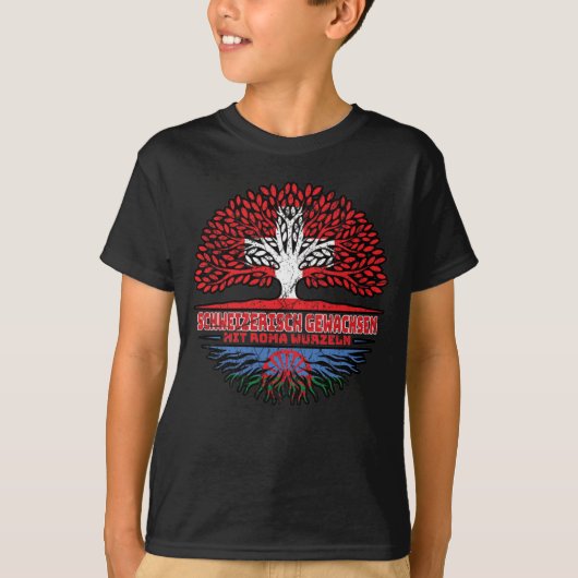 Roma Romani Schweizer Schweiz Baum Wurzel Flagge T-shirt (Voorkant)