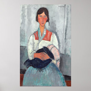 Roma-vrouw - Amedeo Modigliani Fine Art Poster
