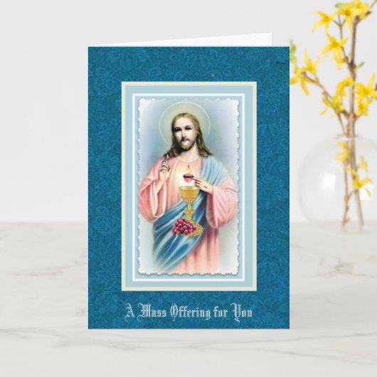 Romaans-katholieke Heilige Hart Misintentie-herden Kaart (Gele Bloem)