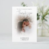 Romaans paar foto gradiënt effect bruiloft bedankkaart (Staand voorkant)