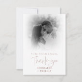 Romaans script kleur foto verloop bruiloft bedankkaart (Voorkant)