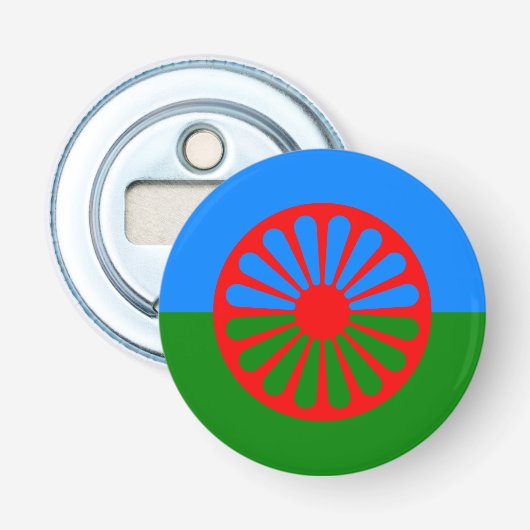 Romaanse flesopener onder de vlag van zigeuner button flesopener (Voorkant)