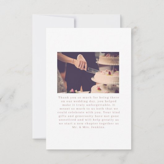 Romaanse foto gradiënt effect bruiloft bedankkaart (Achterkant)