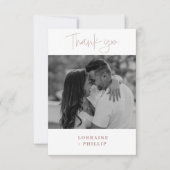Romaanse moderne foto gradient effect bruiloft bedankkaart (Voorkant)
